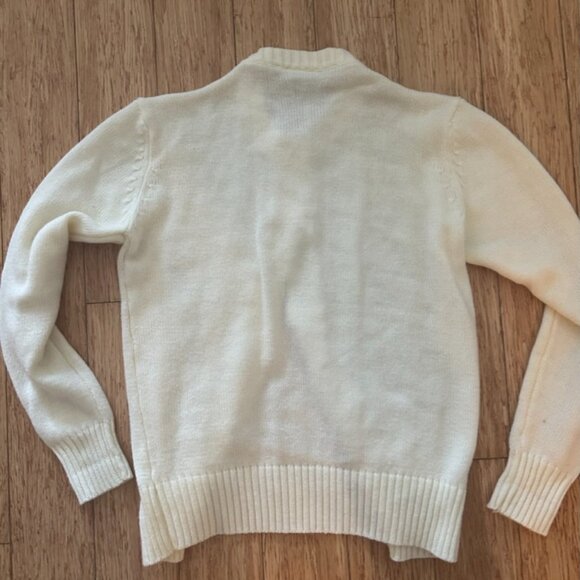 Exclusive Imports Vintage 100% acrylic button cable knit ivory cardigan - Picture 2 of 4